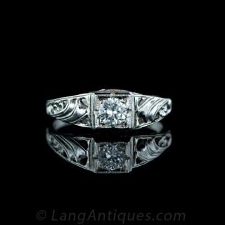 .29 Carat Diamond Art Deco Ring Main View