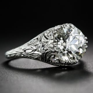 3.00 Art Deco Platinum and Diamond Ring