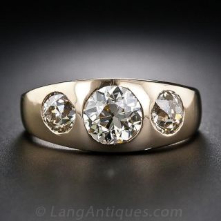 3.00 Carat Antique Three-Stone Diamond Ring