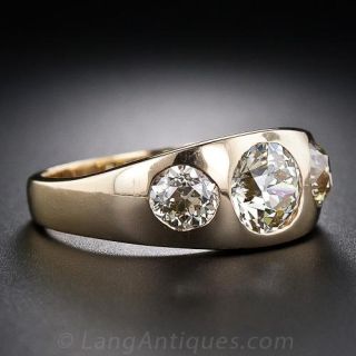 3.00 Carat Antique Three-Stone Diamond Ring