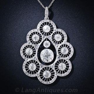 3.00 Carat Center Edwardian Diamond Pendant Necklace