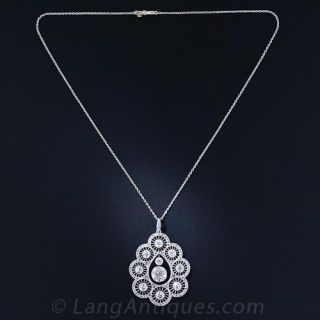 3.00 Carat Center Edwardian Diamond Pendant Necklace