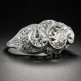 3.00 Carat Edwardian Platinum and Diamond Three-Stone Ring