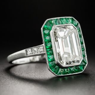 3.00 Carat Emerald-Cut Diamond and Emerald Ring