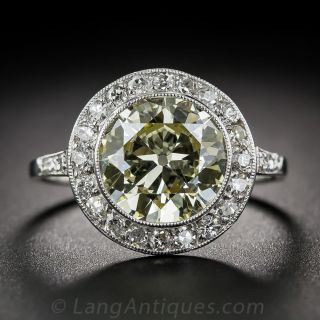 3.00 Carat Light Yellow Diamond and Platinum Ring