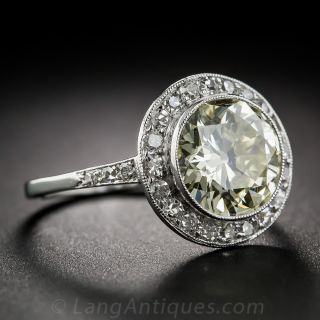 3.00 Carat Light Yellow Diamond and Platinum Ring