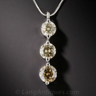3.00 Carat Natural Brown Diamond Pendant in Platinum