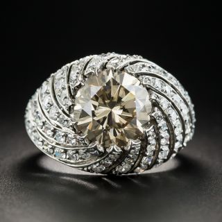 3.00 Carat Natural Brown Diamond Platinum Ring