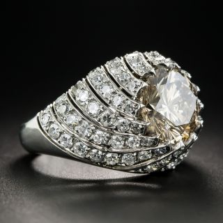3.00 Carat Natural Brown Diamond Platinum Ring