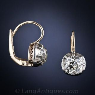 3.00 Carat Total Antique Mine-Cut Diamond Earrings