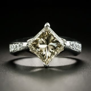3.00 Natural Color Princess-Cut Platinum Diamond Ring - 1