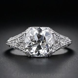 3.01 Carat Antique Cushion-Cut Diamond Ring