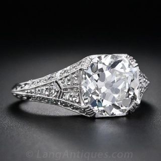 3.01 Carat Antique Cushion-Cut Diamond Ring
