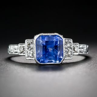 3.01 Carat No Heat Ceylon Sapphire Art Deco Ring