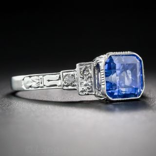 3.01 Carat No Heat Ceylon Sapphire Art Deco Ring