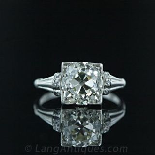 3.02 Carat Old Mine Cut Diamond Ring Main View
