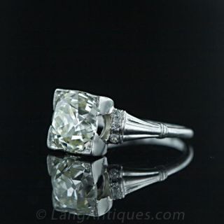 3.02 Carat Old Mine Cut Diamond Art Deco Ring