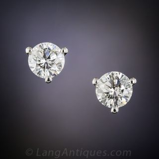3.08 Carat Total Weight Diamond Stud Earrings