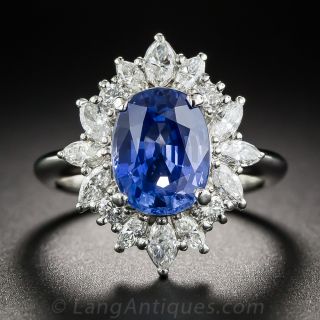3.10 Carat Sapphire Platinum Diamond Ring