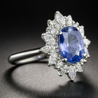 3.10 Carat Sapphire Platinum Diamond Ring