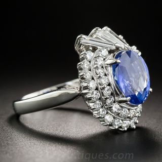 3.11 Carat No-Heat Ceylon Sapphire Platinum and Diamond Ring