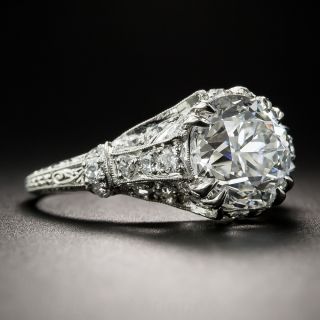 3.12 Carat Diamond Art Deco Engagement Ring - GIA F VVS1 
