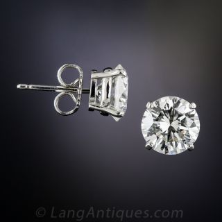 3.12 Carat Diamond Stud Earrings: GIA - G-VS1 & H-VVS1