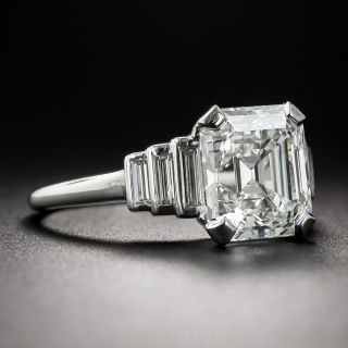 3.14 Carat Asscher-Cut Diamond Art Deco Ring - GIA H VS1