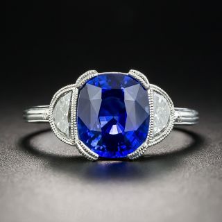 3.21 Carat Ceylon Sapphire Platinum Diamond Ring