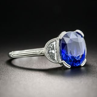 3.21 Carat Ceylon Sapphire Platinum Diamond Ring