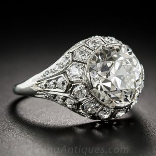 Art Deco 3.22 Carat European-Cut Diamond Ring - GIA J SI1