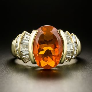 3.22 Carat Mexican Fire Opal and Diamond Ring - 2