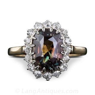 3.24 Carat Alexandrite and Diamond Ring