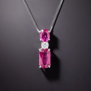 Double Ruby and Diamond Pendant - 2