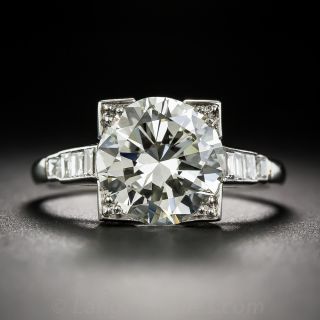 3.29 Carat Diamond Art Deco Engagement Ring - GIA L-VS1