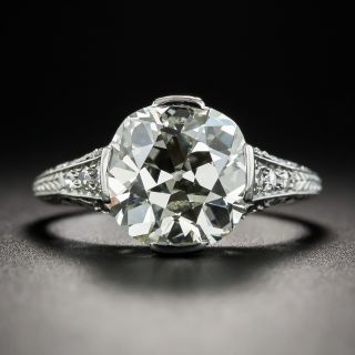 3.30 Carat Art Deco Platinum and Diamond Engagement Ring - GIA N SI2 - 1
