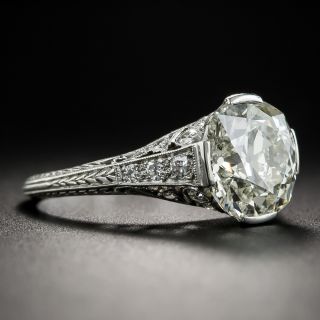 3.30 Carat Art Deco Platinum and Diamond Engagement Ring - GIA N SI2