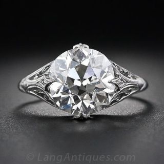 3.31 Carat Old European Diamond Solitaire Ring