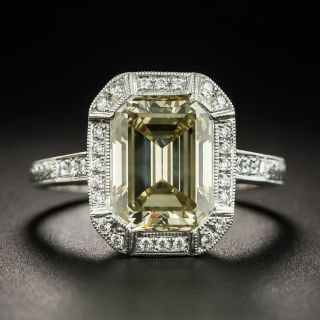 3.33 Ct. Natural Fancy Brownish Greenish Yellow Emerald-Cut Diamond Ring - 1