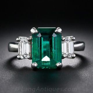 3.35 Carat Emerald and Diamond Ring
