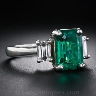 3.35 Carat Emerald and Diamond Ring