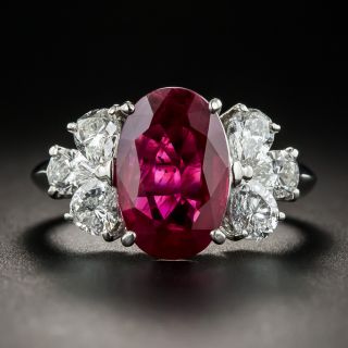 3.37 Carat Burma Ruby Platinum Diamond Ring (GIA) - 1