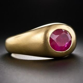 3.37 Carat No-Heat Burmese Ruby 21 Karat Gold Ring