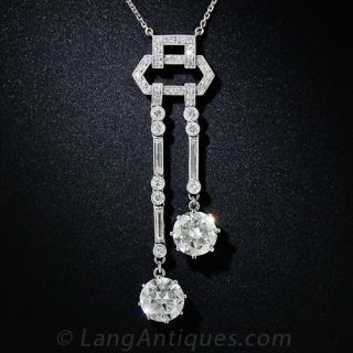 Spectacular Diamond Art Deco Negligee Necklace - GIA 3.18 Carat I-VVS1 & 3.38 J-VS2