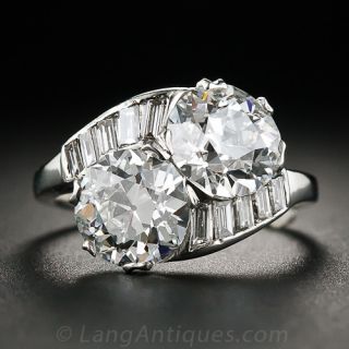 3.41 Carat Twin Diamond Ring in Platinum