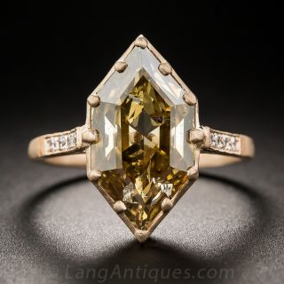 3.43 Carat Natural Brown Hexagonal Diamond Ring - 1