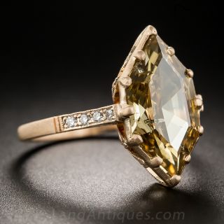 3.43 Carat Natural Brown Hexagonal Diamond Ring