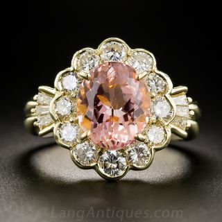 3.43 Carat Pink Topaz and  Diamond Ring