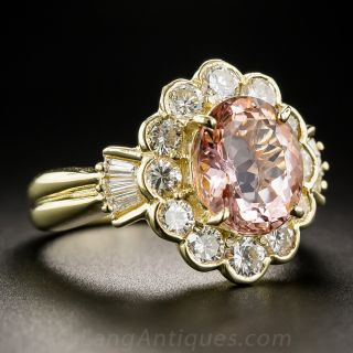 3.43 Carat Pink Topaz and  Diamond Ring