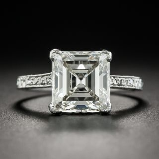 3.46 Carat Edwardian Carré (Square-Cut) Diamond Platinum Ring - GIA J VVS2 - 1